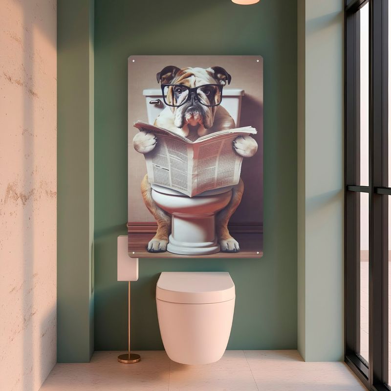 Tin Sign Toilet English Bulldog