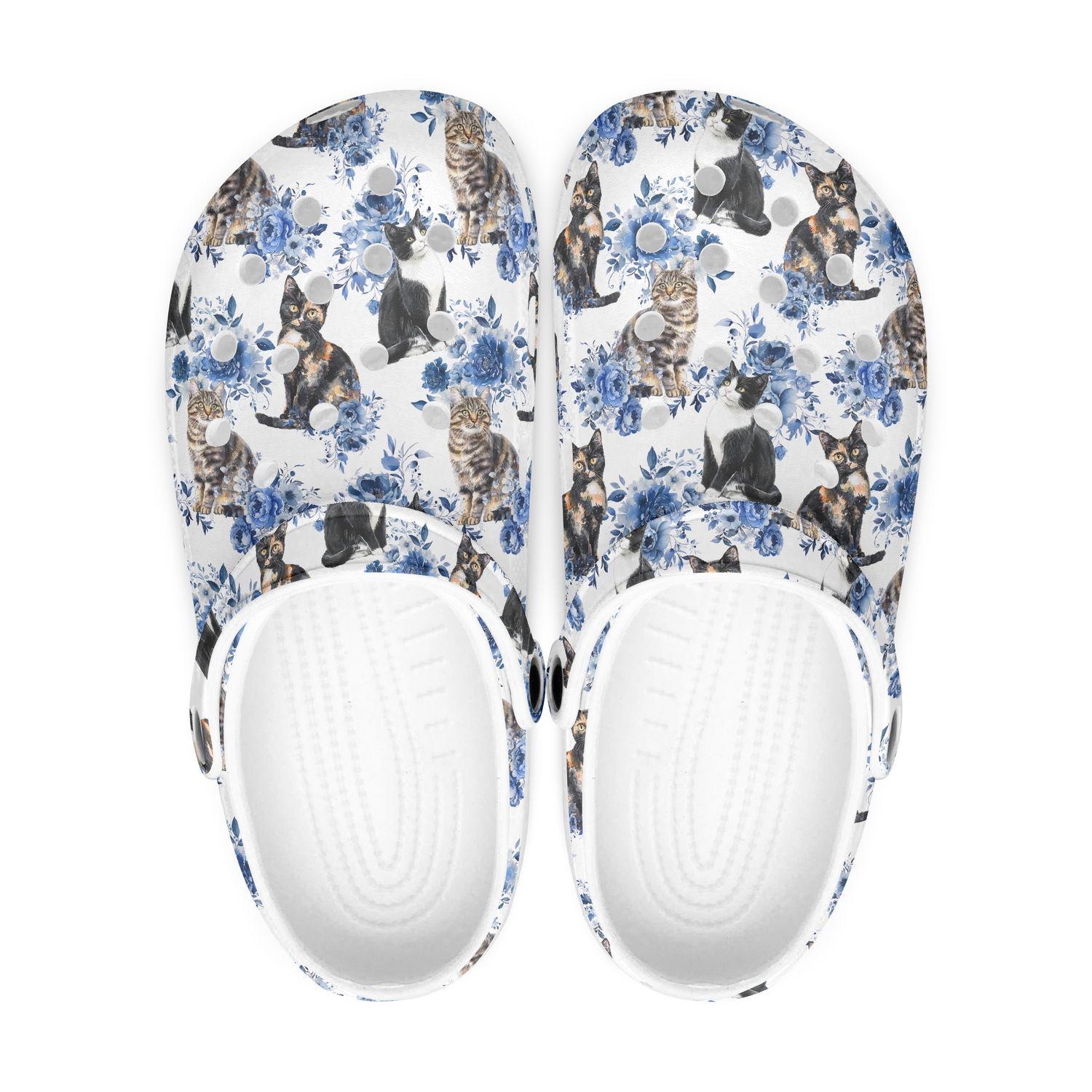 Cute Floral Clogs - Flowers with Cats