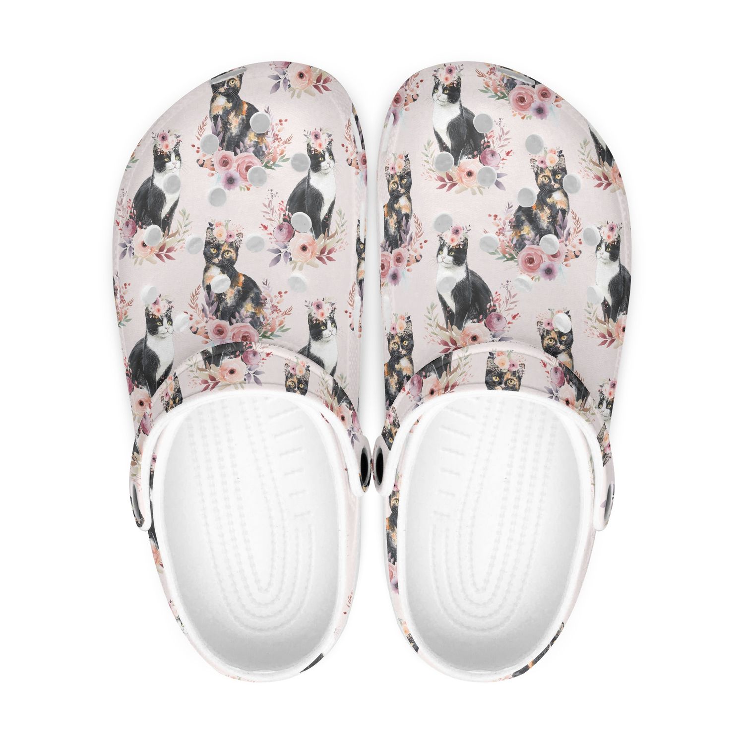 Cute Floral Clogs - Flowers with Cats