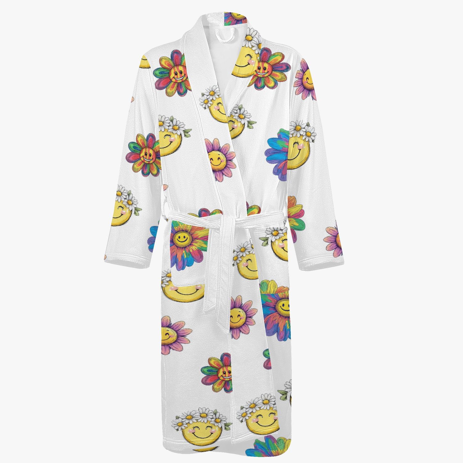 White retro floral bathrobe