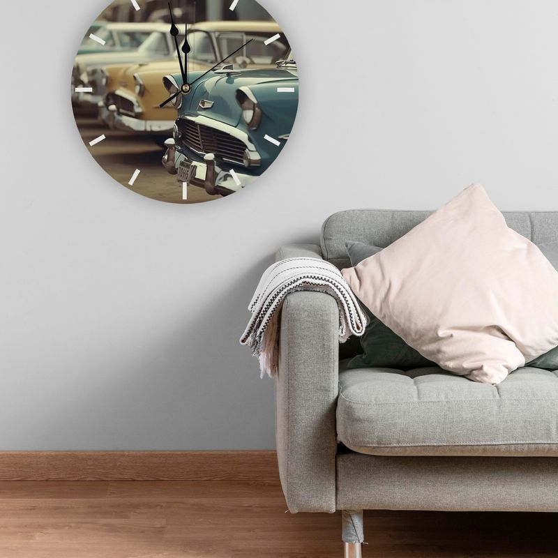 Wooden wall clock - vintage classic car
