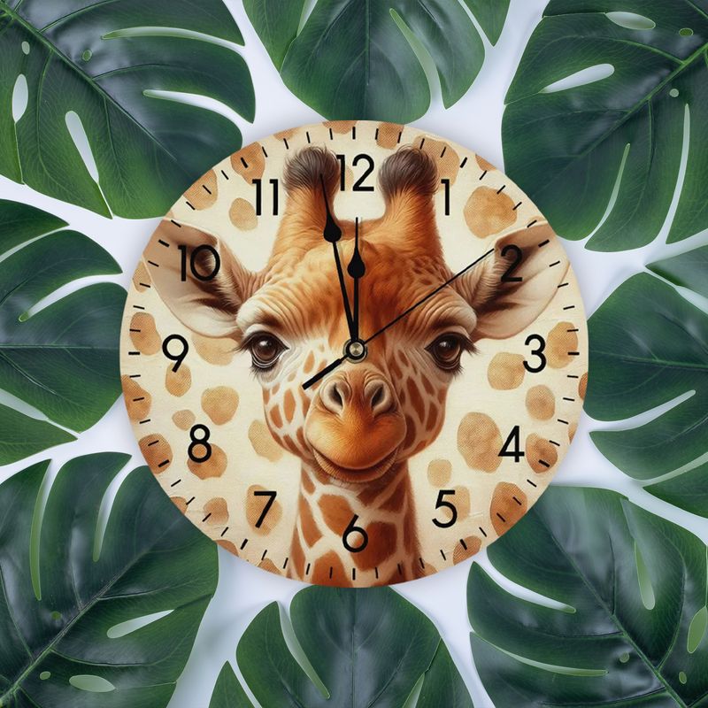 Wooden wall clock - cute giraffe motif