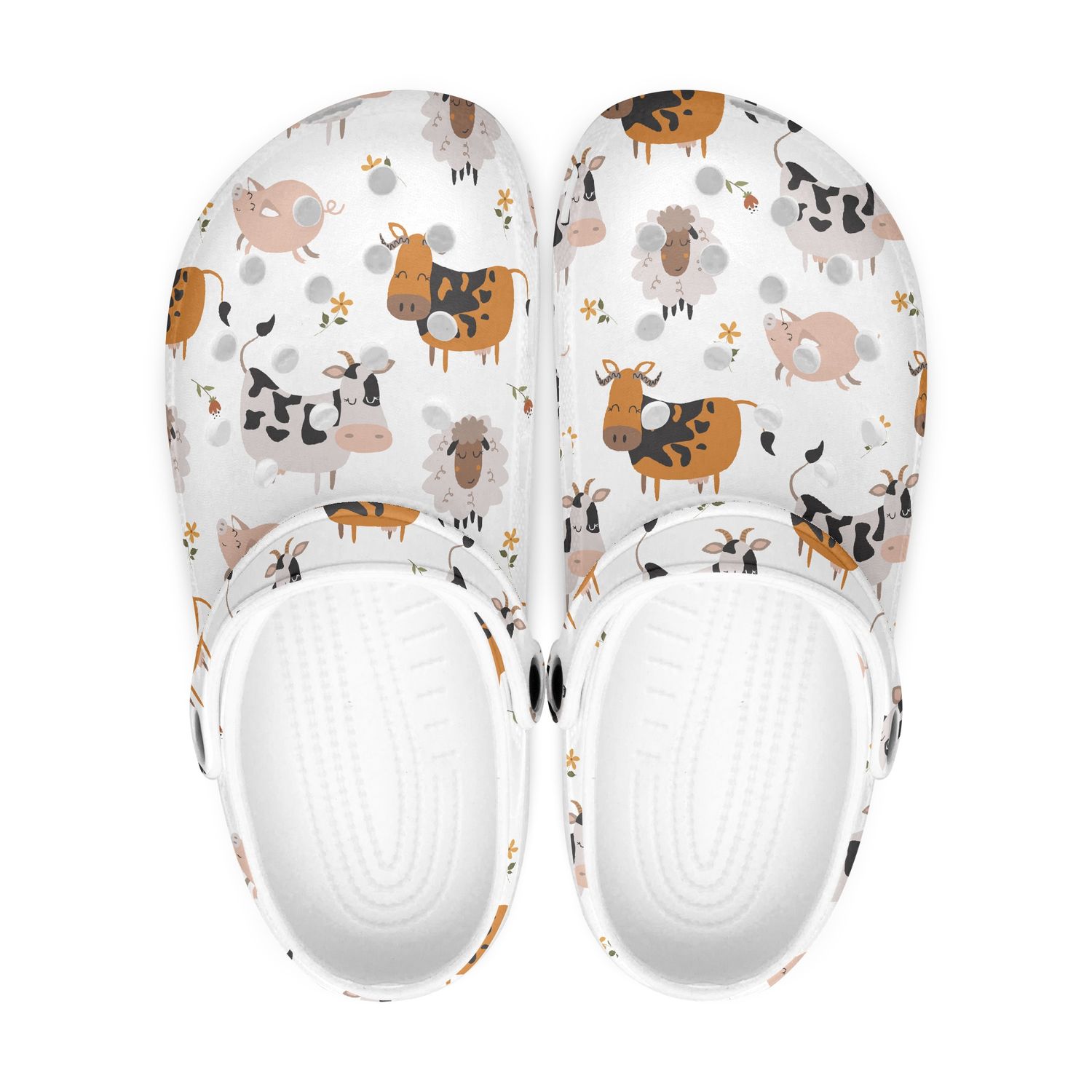 Funny White Clogs Farm Animals