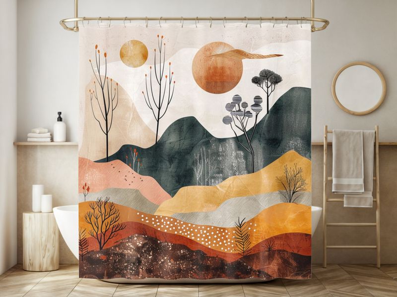 Abstract Bohemian Style Shower Curtain - Landscape