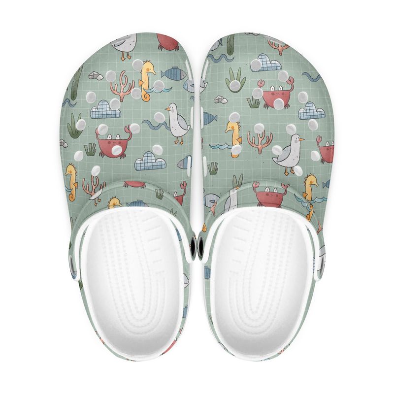 Funny Summer Clogs - Seagull &amp; Crab Design
