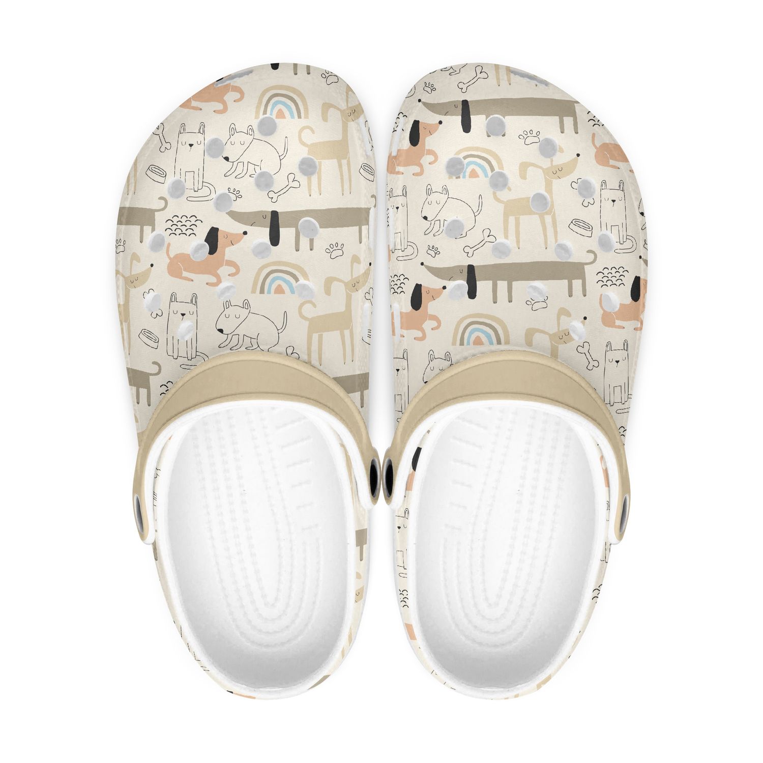 Funny beige dog clogs