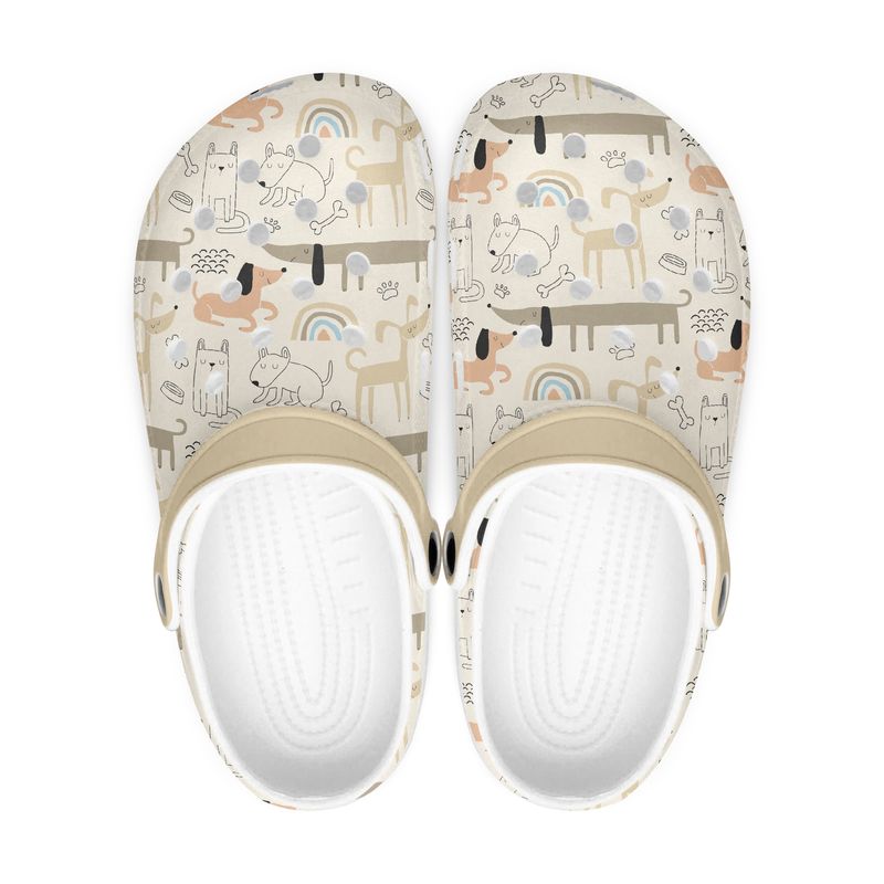 Funny beige dog clogs