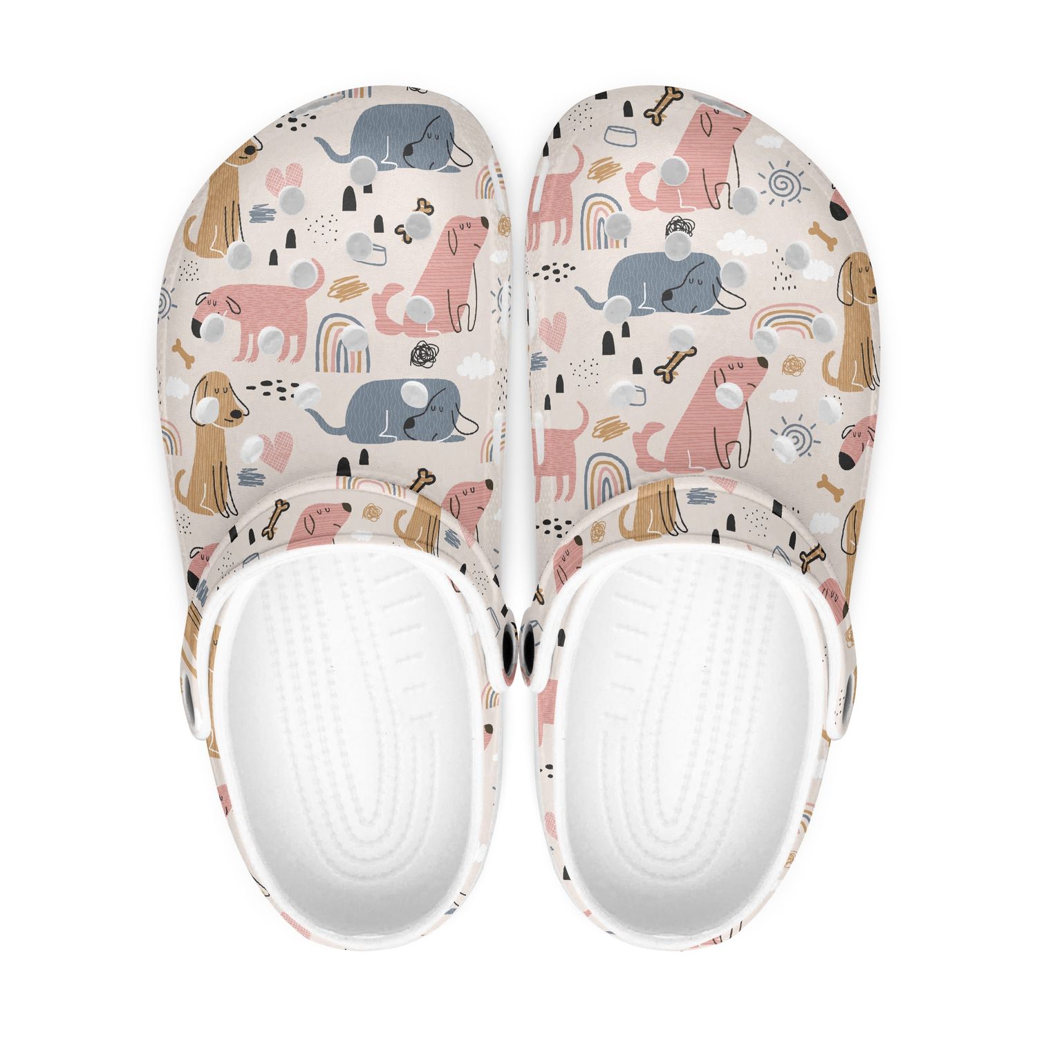 Funny beige dog clogs