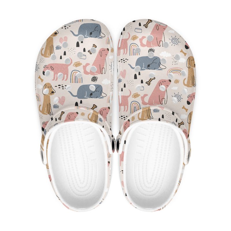 Funny beige dog clogs