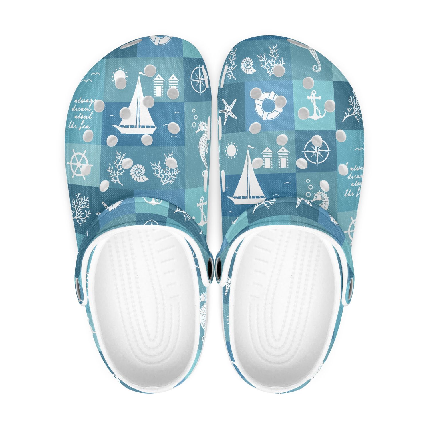 Blue Maritime Clogs - Sailboat