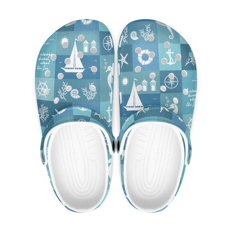 Blue Maritime Clogs - Sailboat