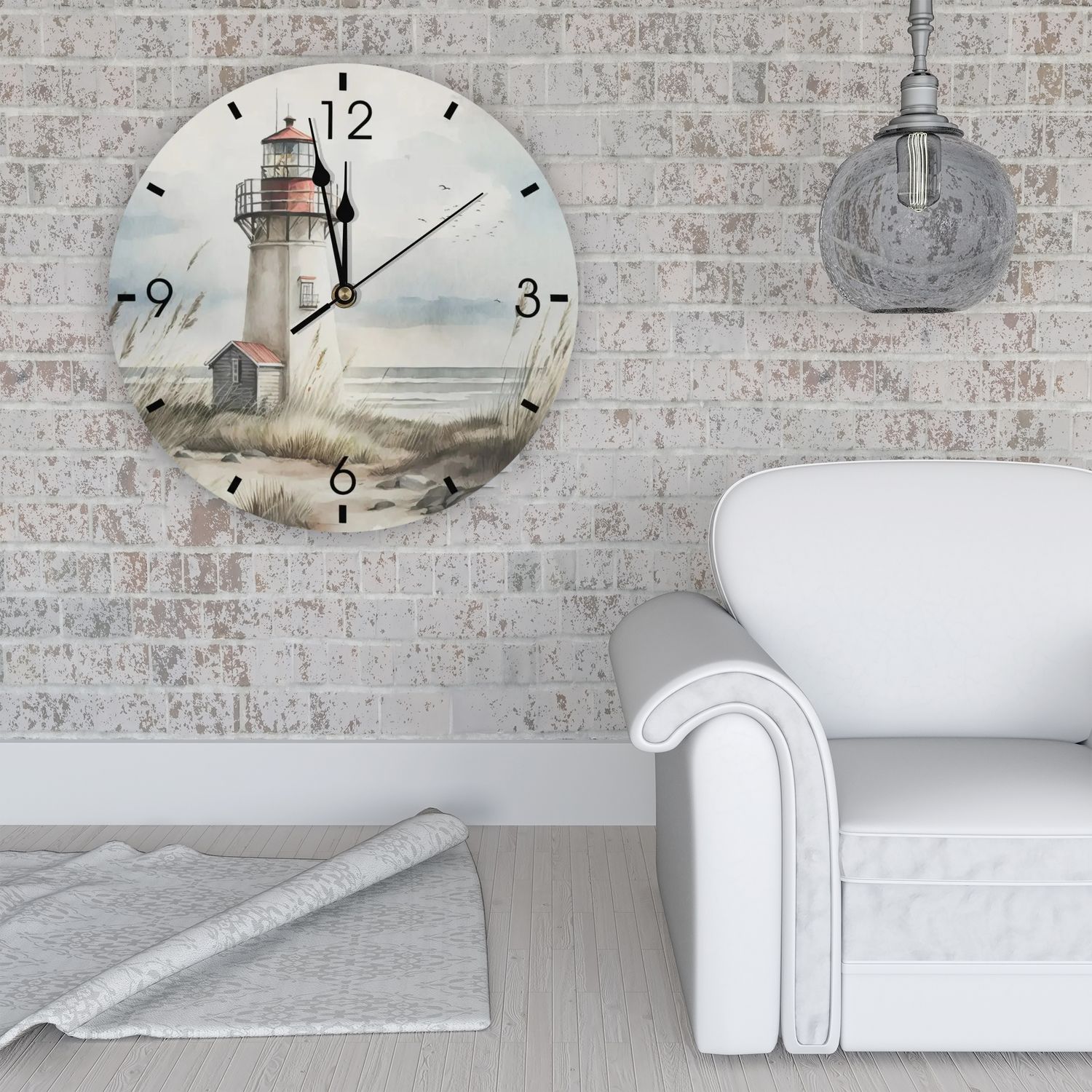 Maritime wooden wall clock - lighthouse