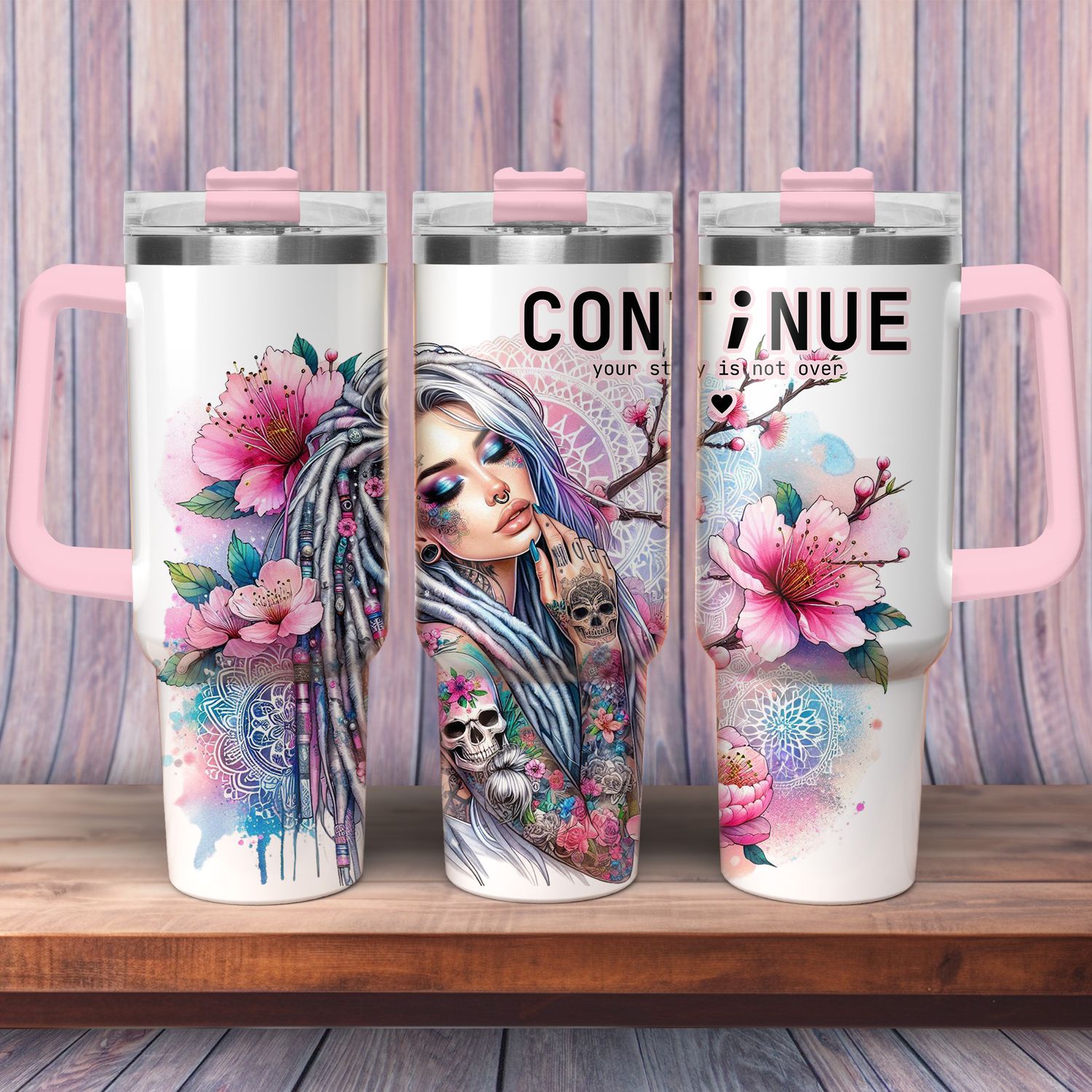 Tumbler with handle - ToGo - &quot;Continue Your Style Is Not Over&quot;