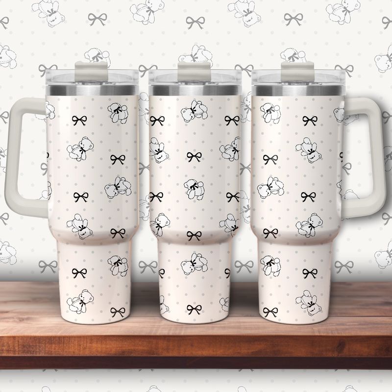 Tumbler with handle - ToGo - Bears and bows