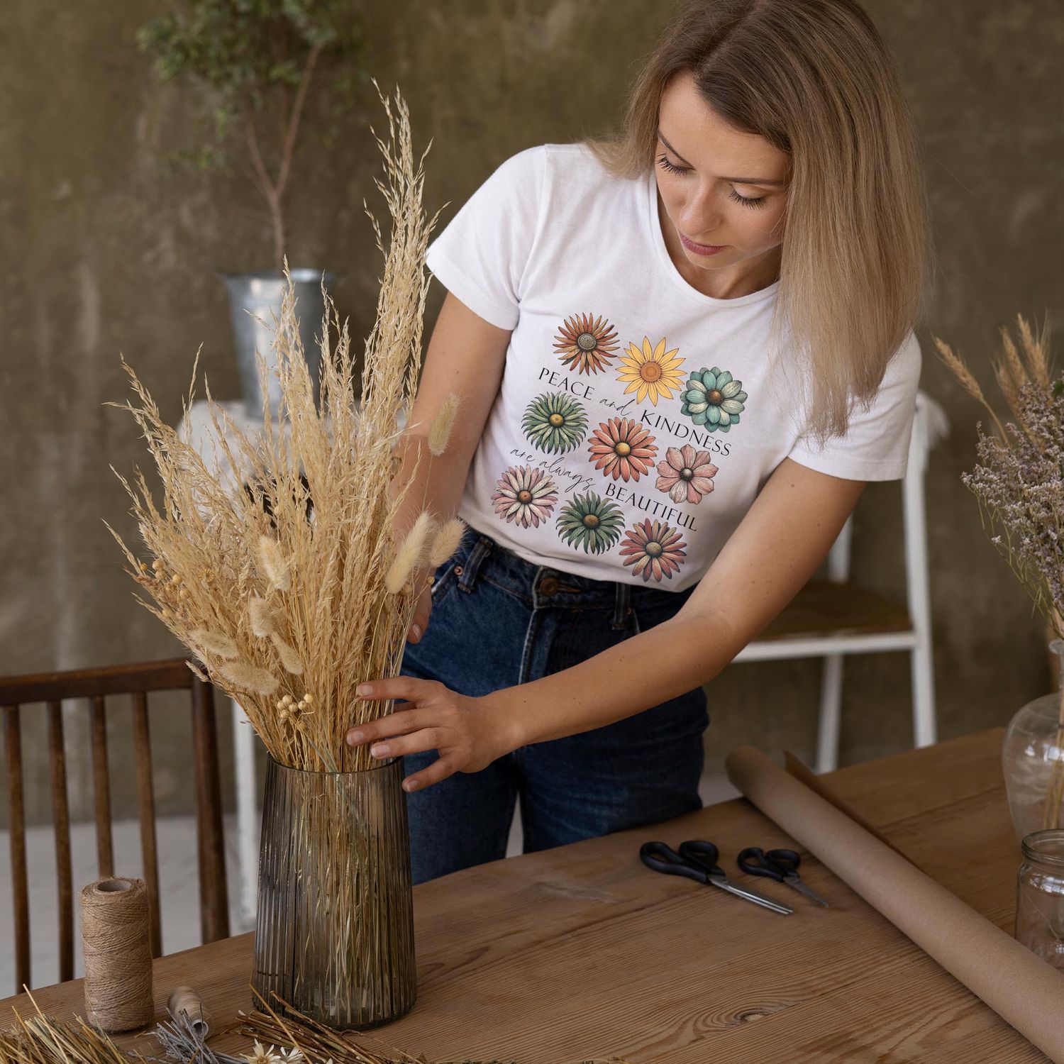 Women&#39;s T-Shirt Bohmian - Peace and Kindness Are Always Beautiful