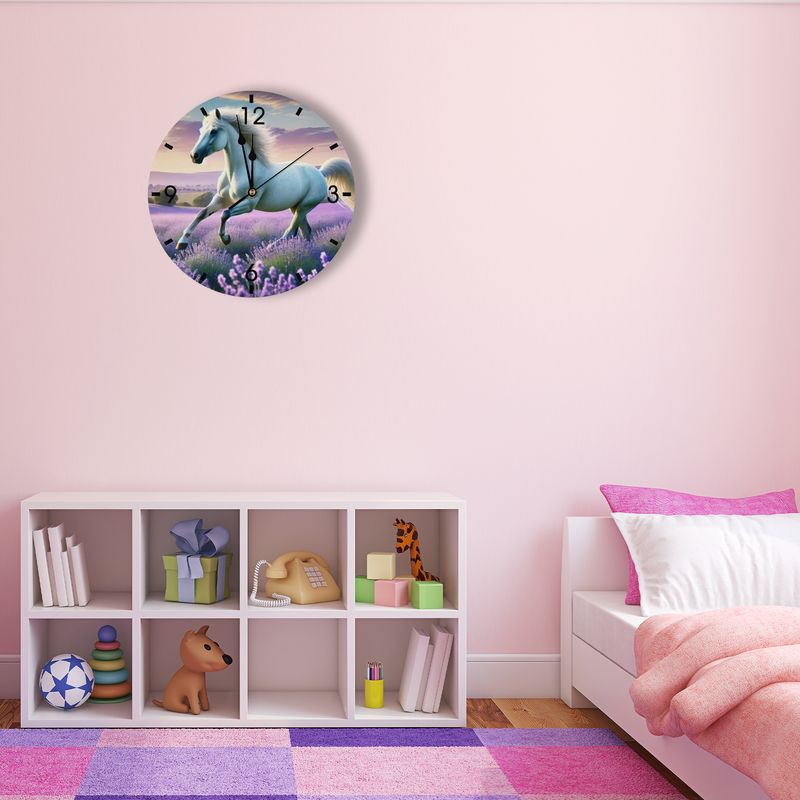 Wooden wall clock - horse motif