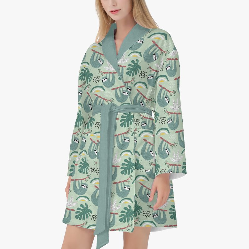 Funny bathrobe with sloth pattern
