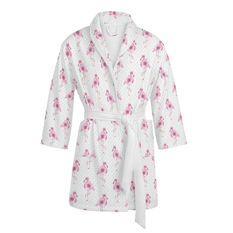 Cute tropical bathrobe with flamingo pattern