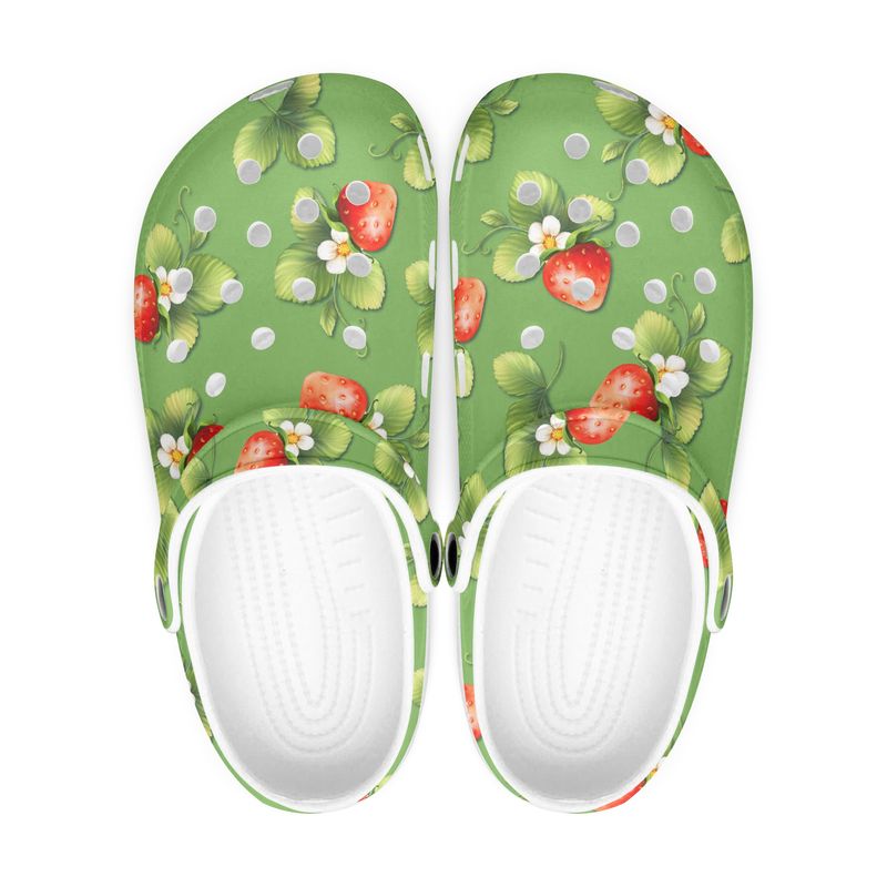 Summery Green Strawberry Clogs