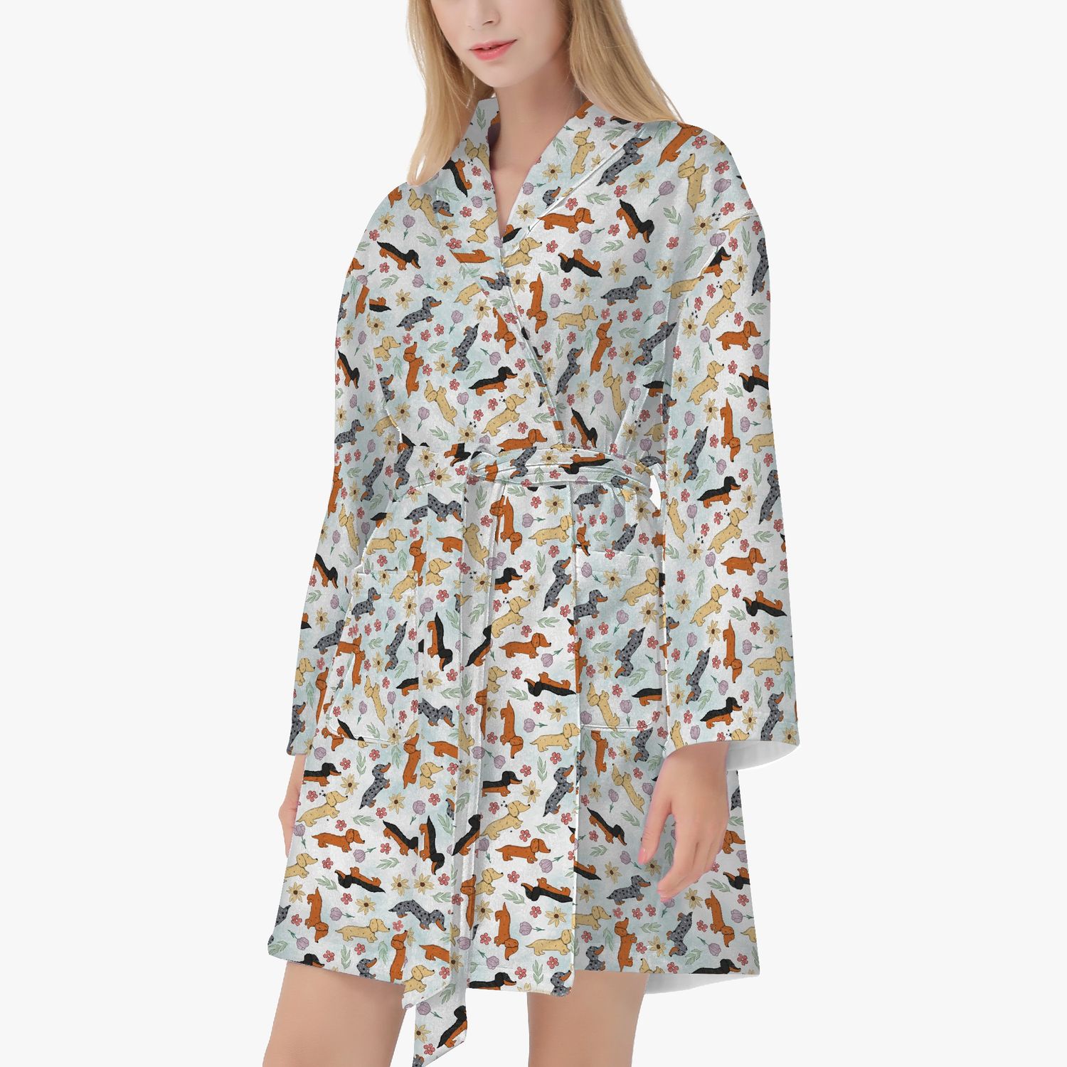 Colorful dachshund dog pattern bathrobe