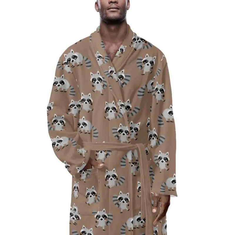 Funny Brown Cartoon Raccoon Bathrobe