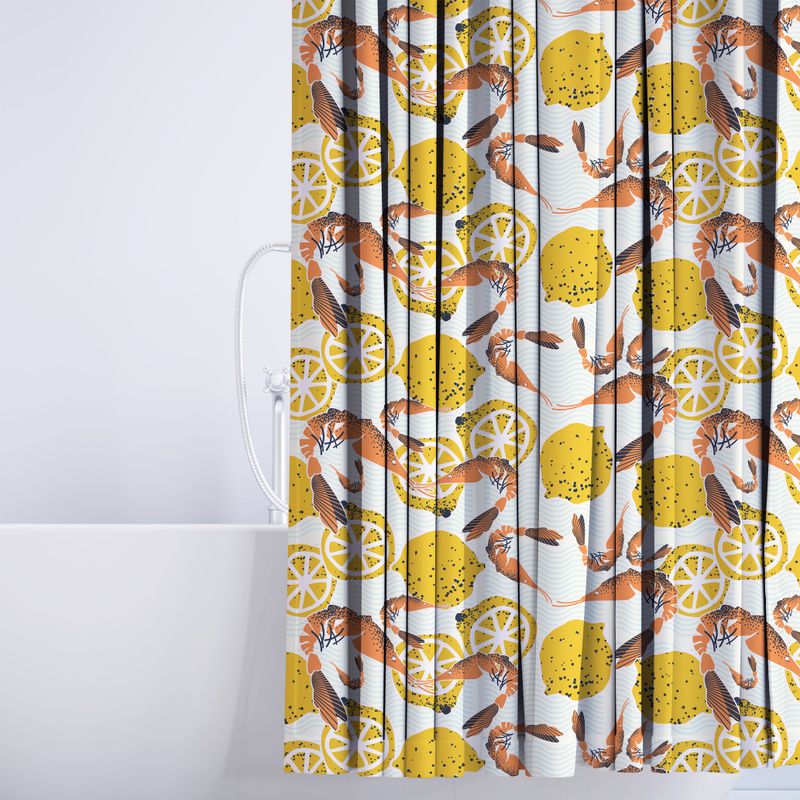 &quot;Sour &amp; Saucy&quot; Shower Curtain Shrimps &amp; Lemons