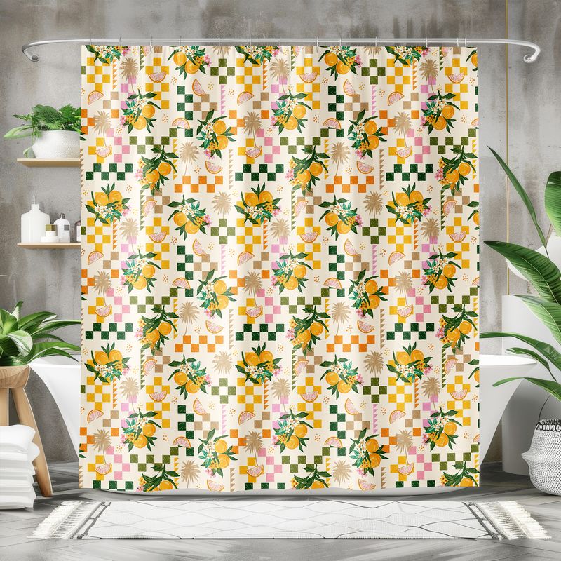 &quot;Sunny Grove Retro&quot; shower curtain lemons