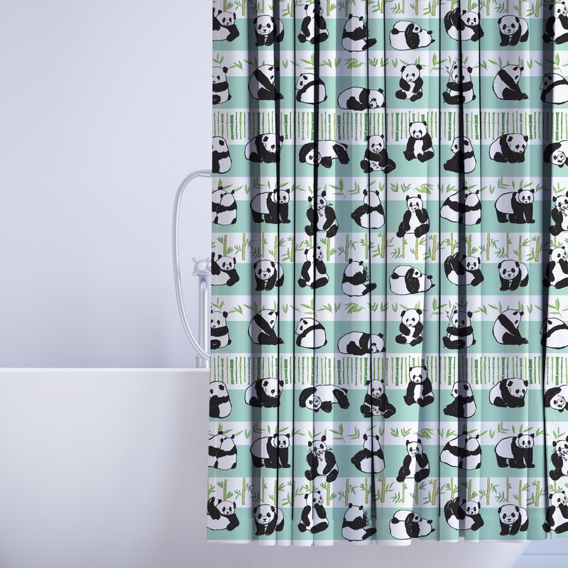 Mint green panda shower curtain