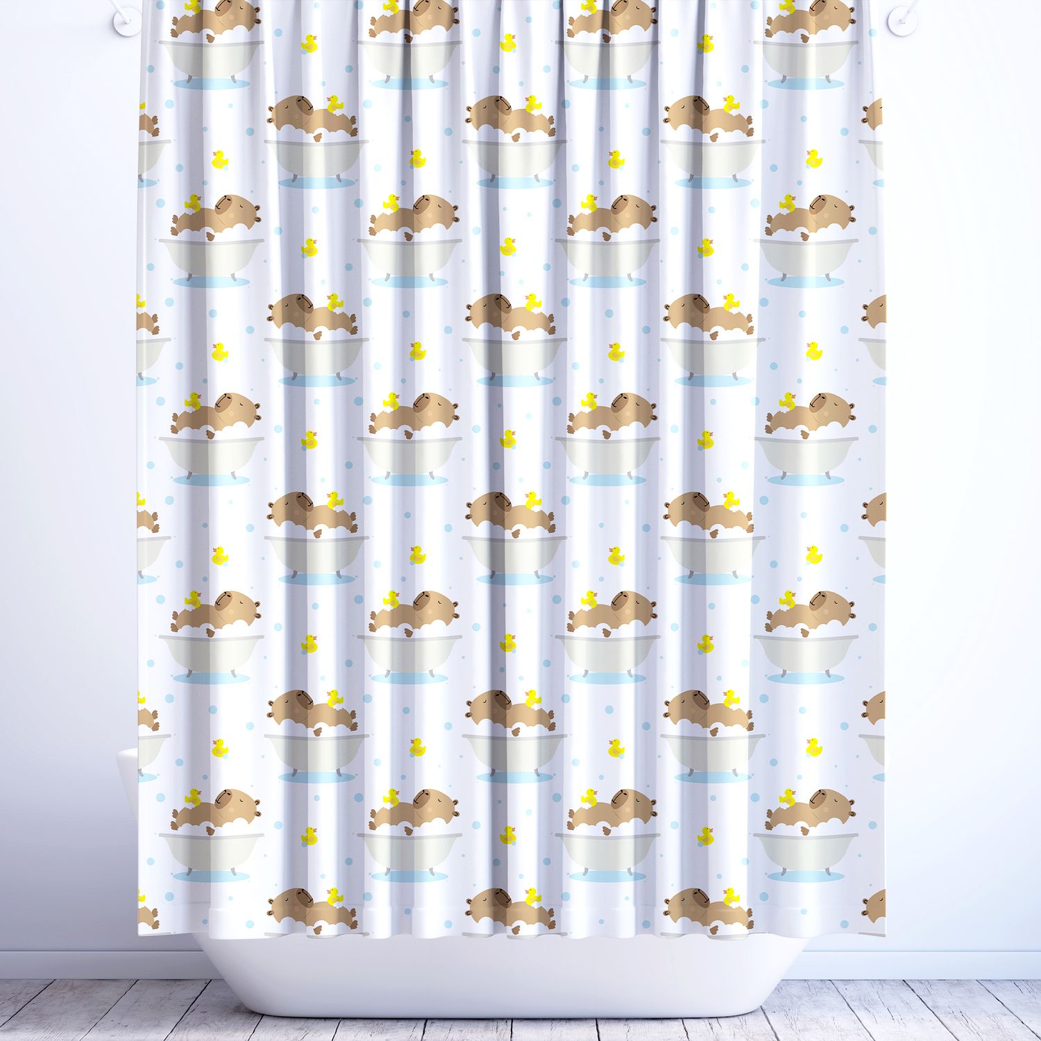 &quot;Bathtime Buddies&quot; Capybara Shower Curtain