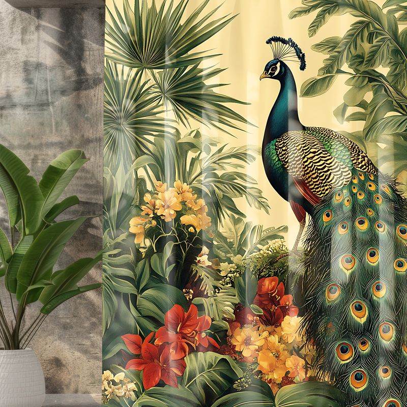 &quot;The Emerald Court&quot; Shower Curtain Tropical Peacock