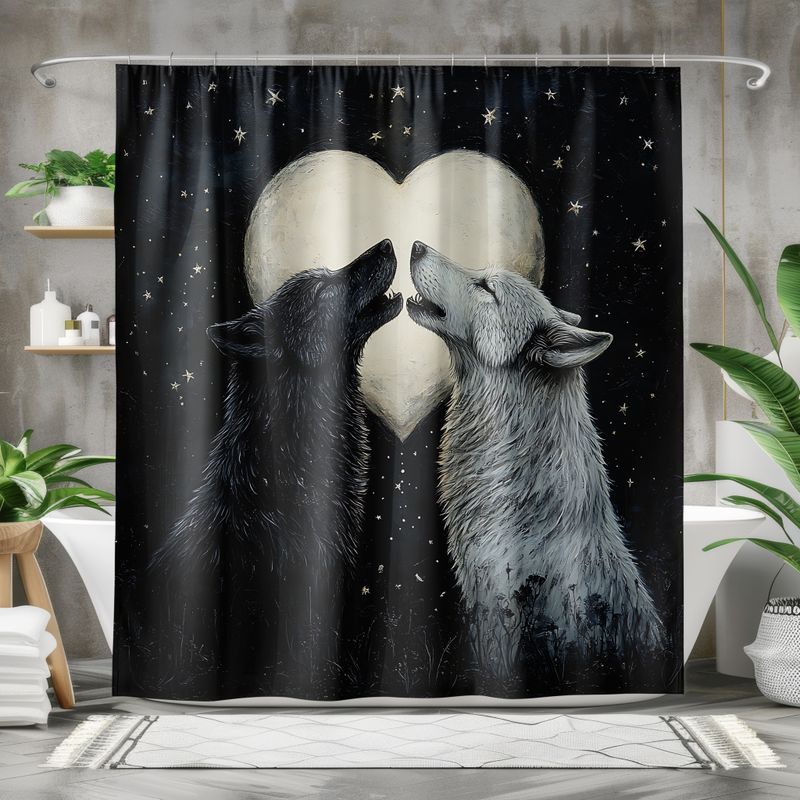 &quot;Shadow &amp; Light&quot; shower curtain wolves