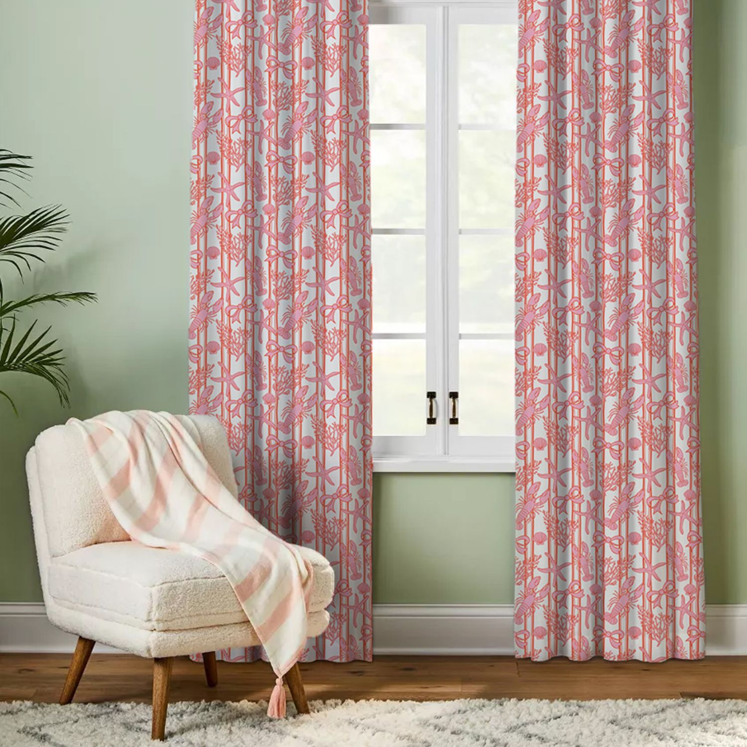 Coral Garden Geometry Blackout Curtain
