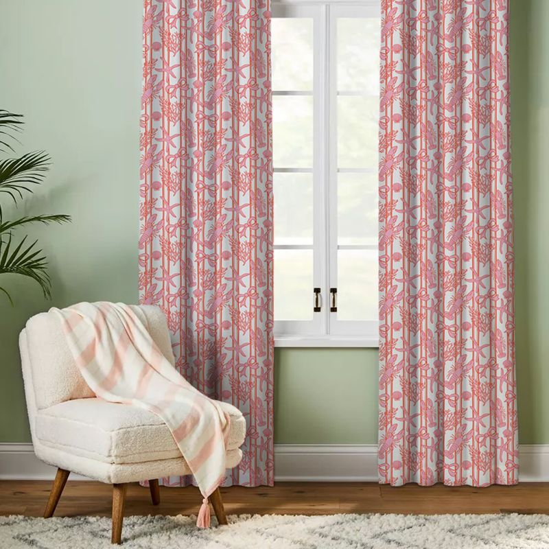 Coral Garden Geometry Blackout Curtain