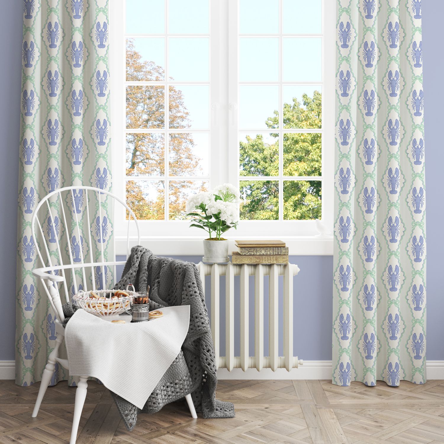 Blackout curtain &quot;Lavender Lobster Elegance&quot;