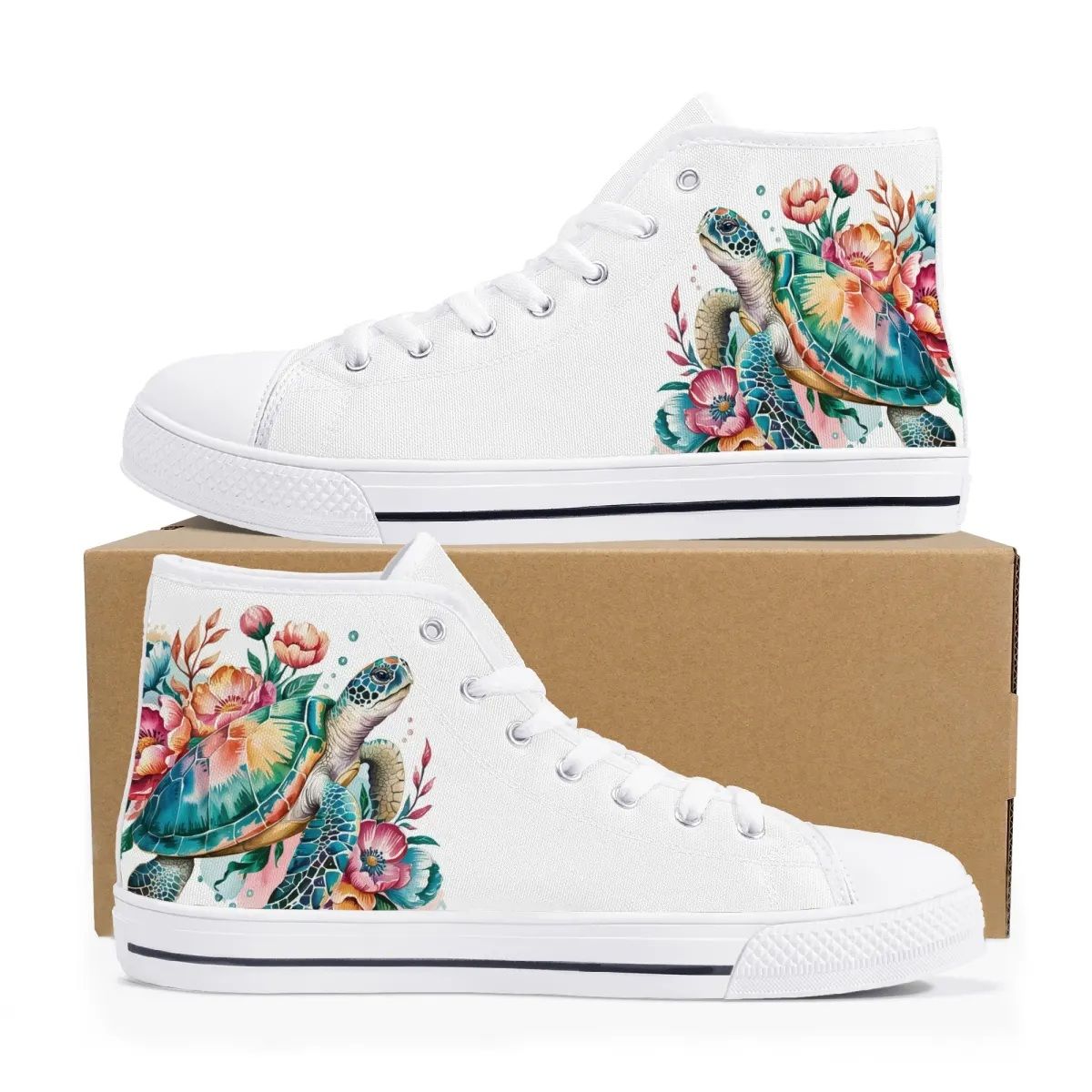 High-top canvas shoes Tropical Turtle Bloom