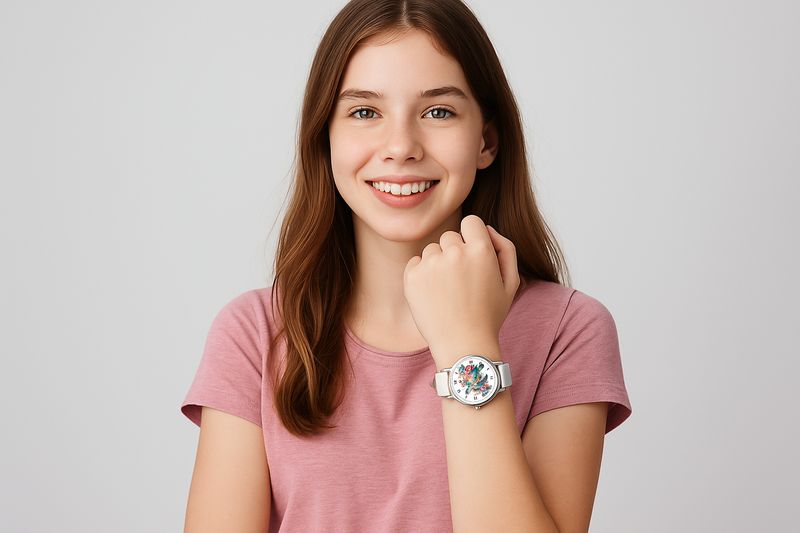 &quot;Turtle Bloom Vibes&quot; Turtle Leather Watch Silver