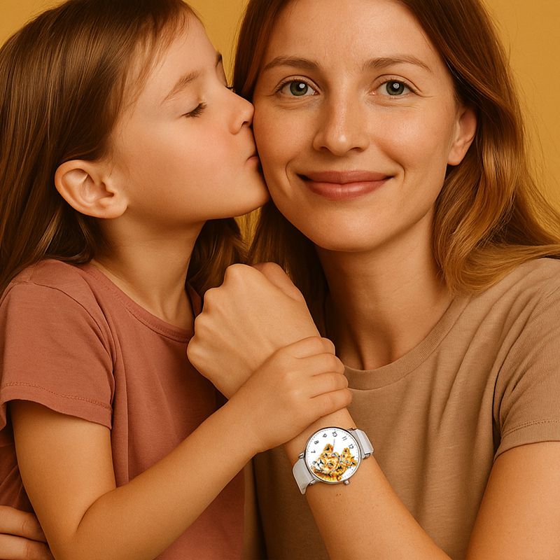 &quot;Lioness Love&quot; proud lioness leather watch silver