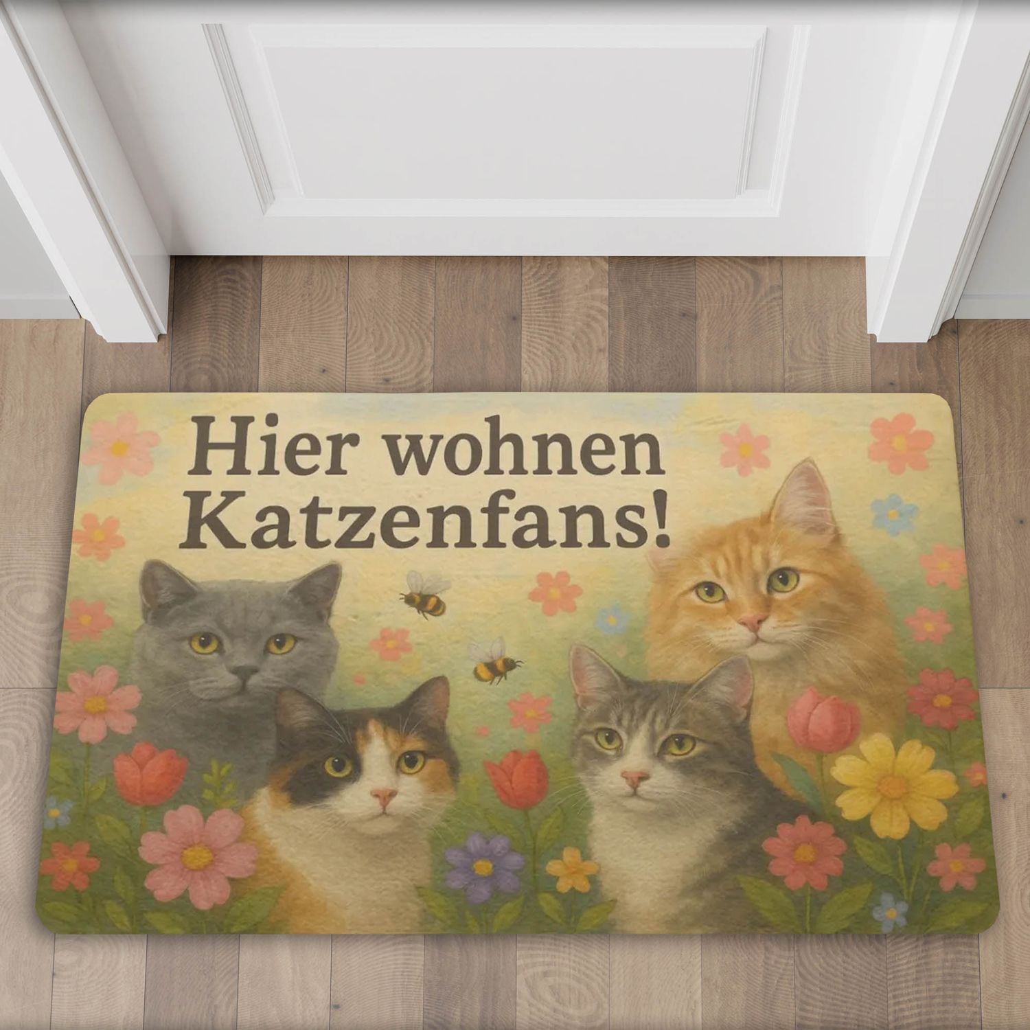 Doormat &quot;Cat fans live here!&quot; Cats