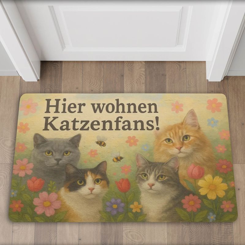 Doormat &quot;Cat fans live here!&quot; Cats