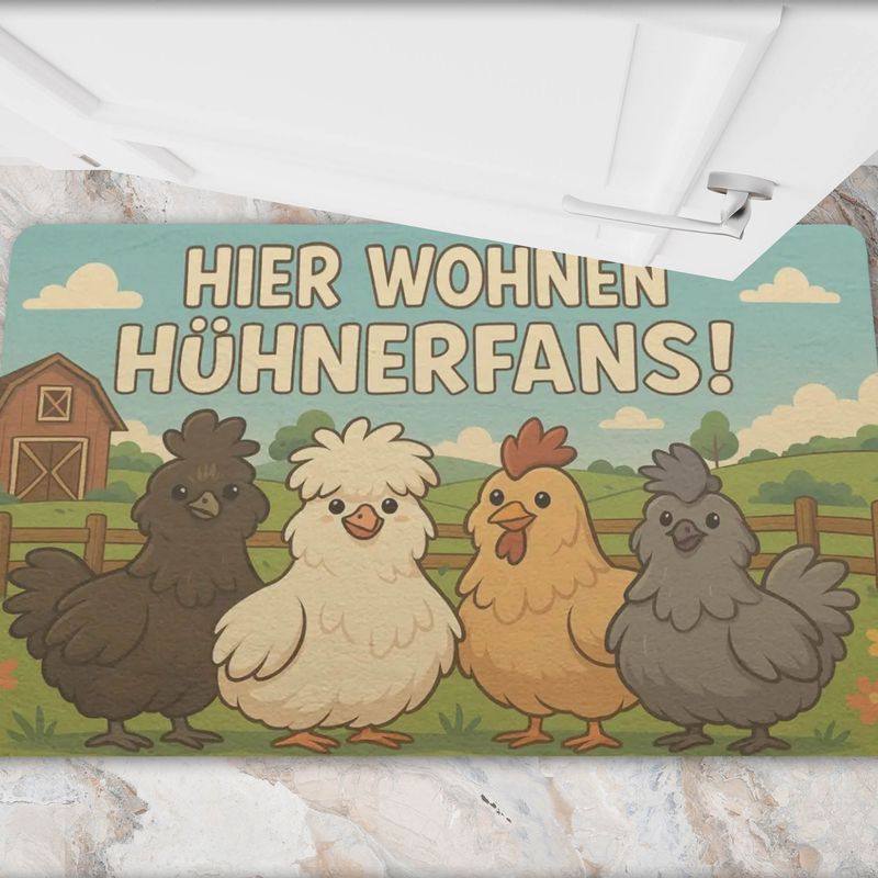 Doormat &quot;Chicken fans live here!&quot; Chicken