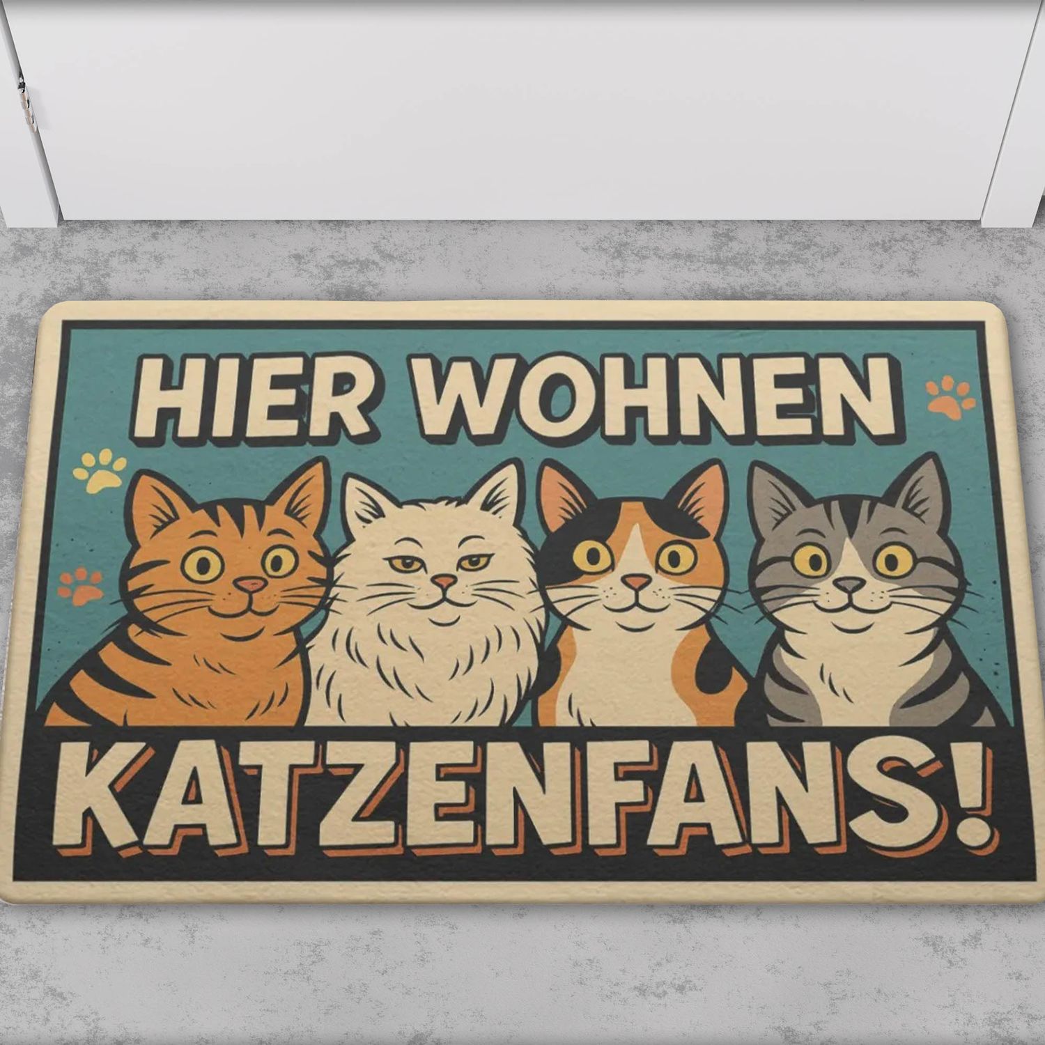 Doormat &quot;Cat fans live here!&quot; Cat