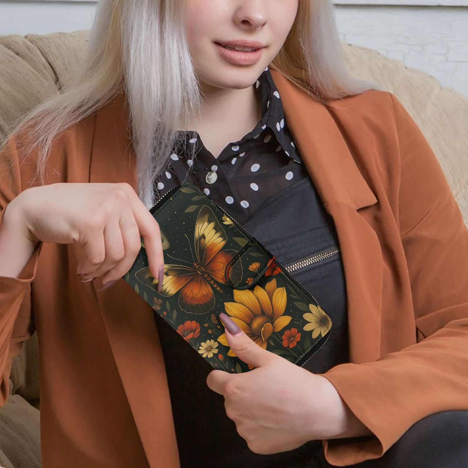 Large wallet Moonlight Bloom – butterfly in the magic of flowers