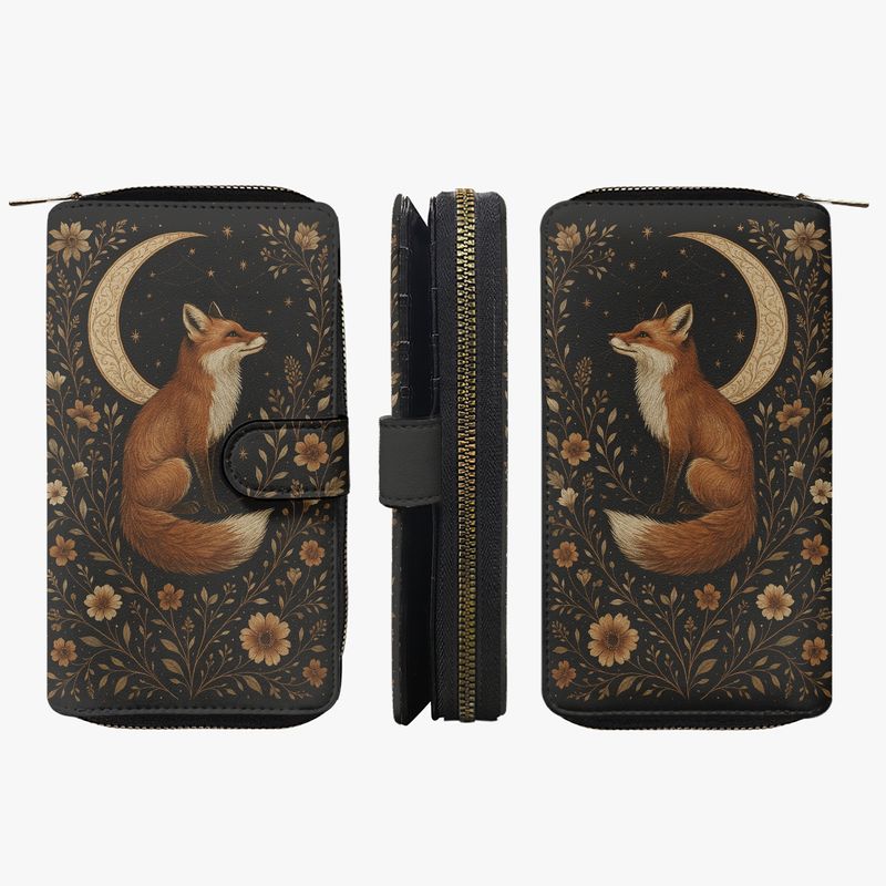 Large wallet “Moonlit Whisper – The Fox at Night”