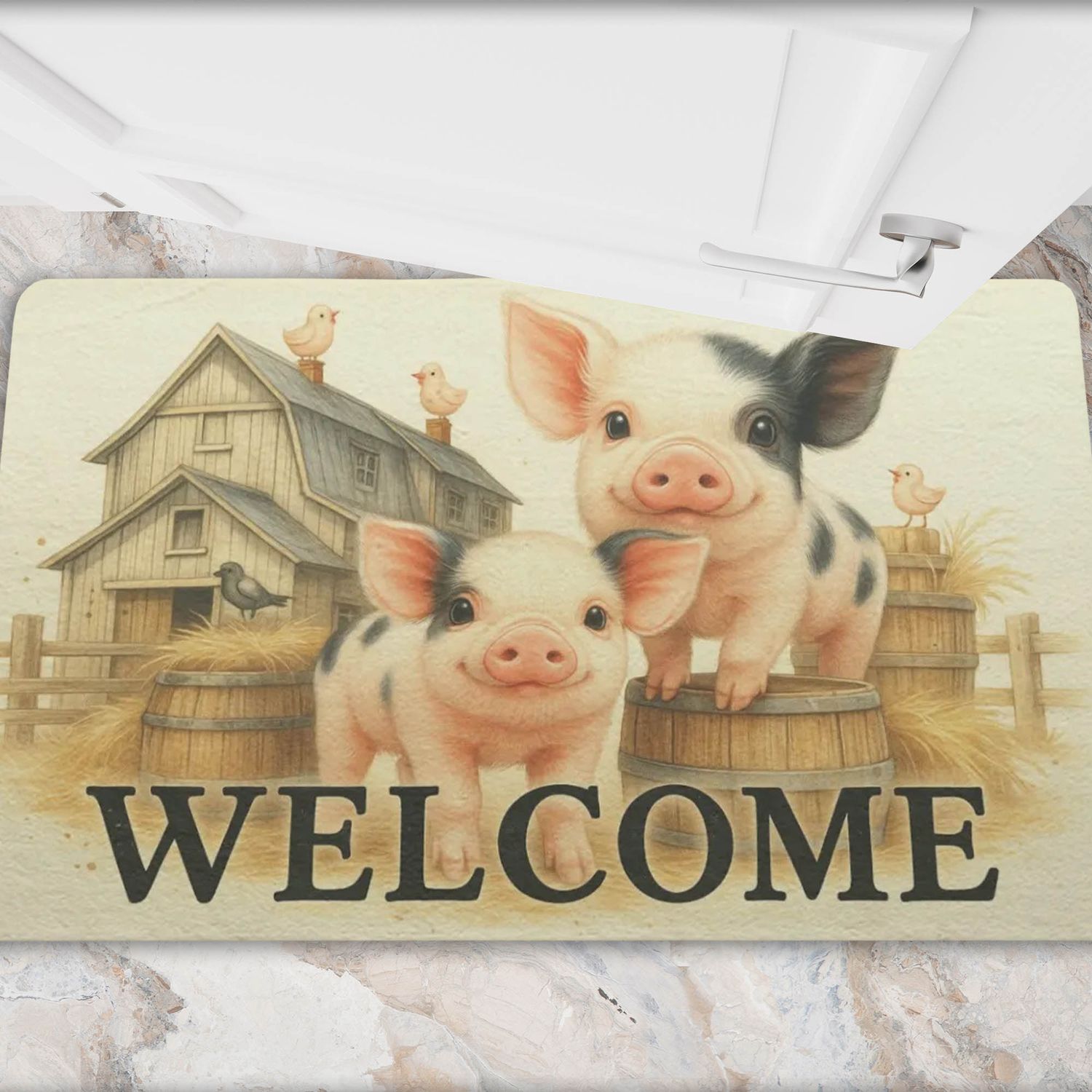 Doormat &quot;Welcome&quot; Farm - Pig