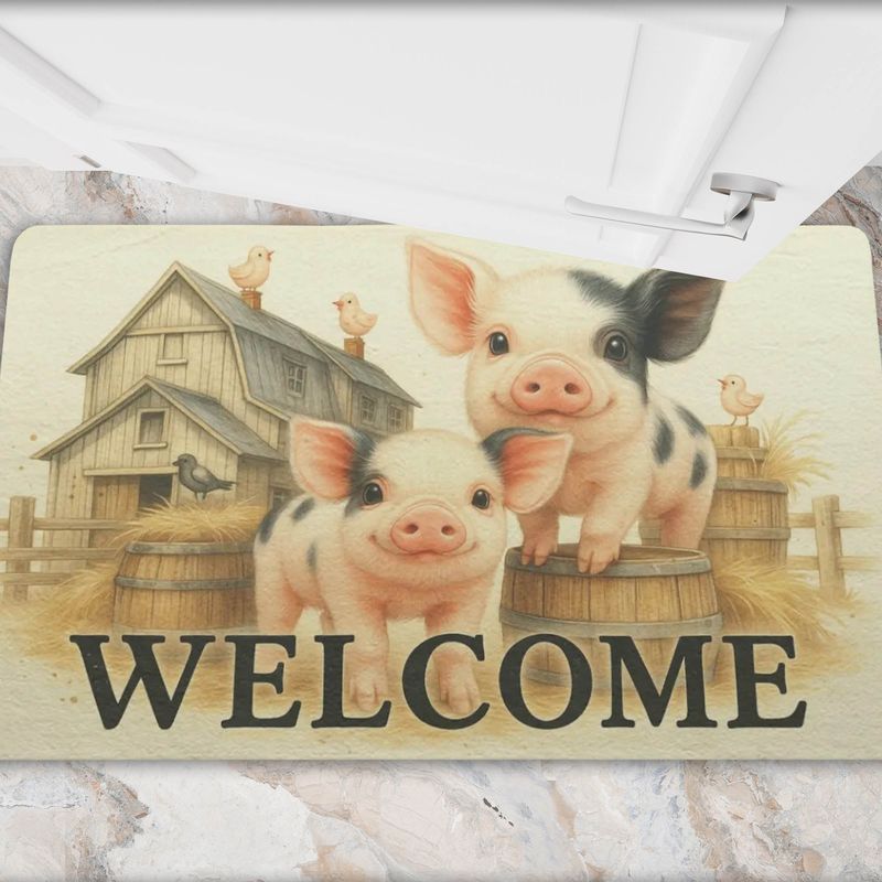 Doormat &quot;Welcome&quot; Farm - Pig