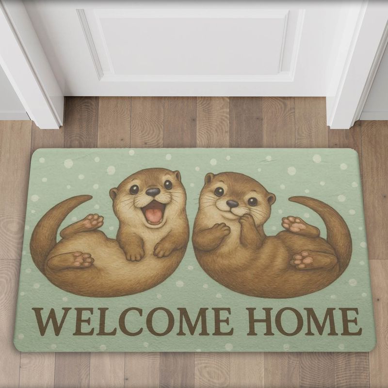 Welcome Home Doormat Cute Otters