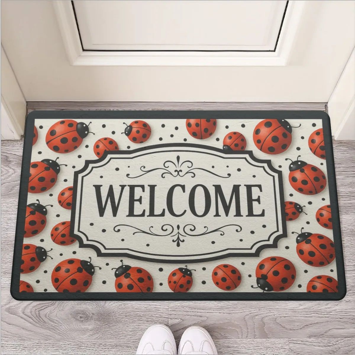 Doormat “Welcome” Ladybug