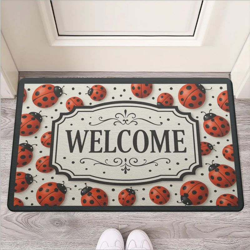 Doormat “Welcome” Ladybug