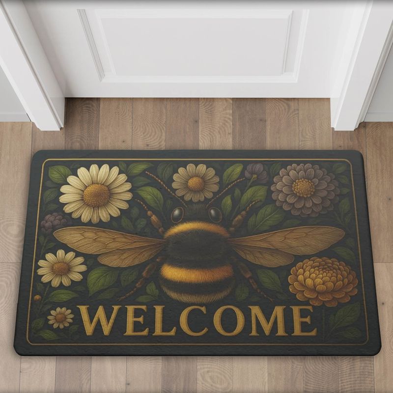 Doormat &quot;Welcome&quot; bee motif