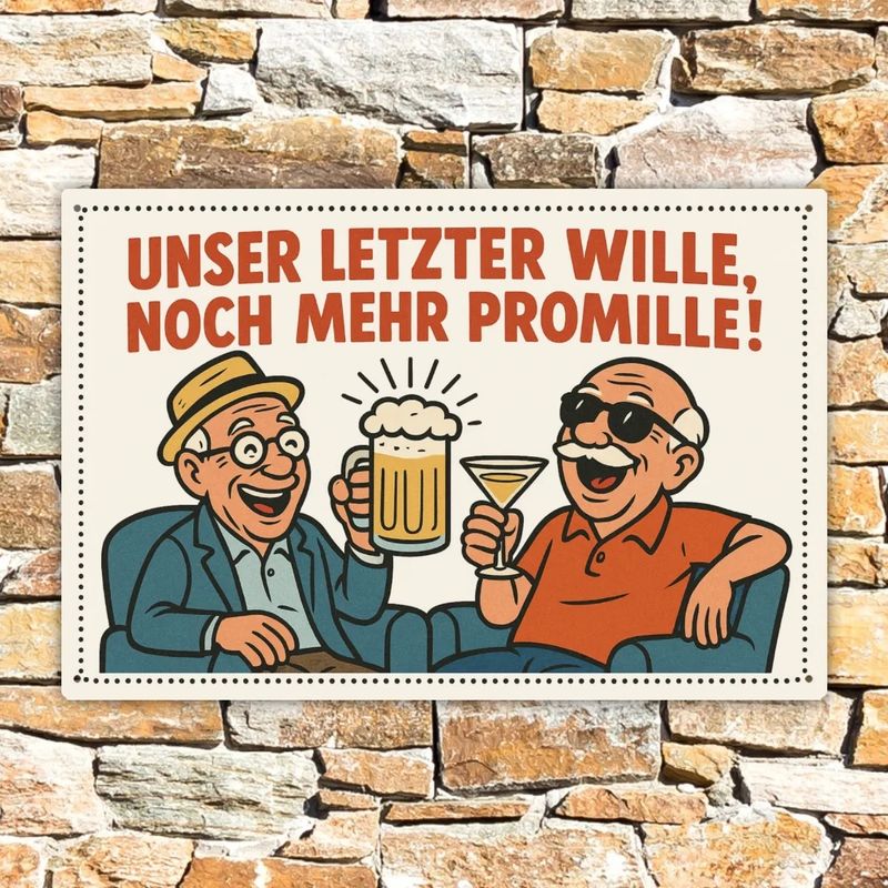 Metal sign “Our last wish – even more alcohol!”